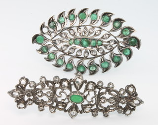 An Indian oval paste brooch and a ditto bar brooch