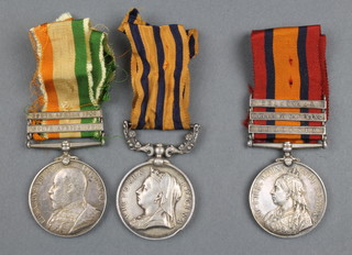 Family. British South Africa Company Medal and Kings South Africa Medal with South Africa 1901 and South Africa 1902 bars to 36678 Troopr later Serjt J.H.Hughs(t)on BSA Police, together with Queens South Africa Medal with Rhodesia, Relief of Mafeking and Transvaal bars to 1102 TPR G.M.Hughson B.S.A.Police