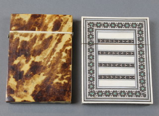 A 19th Century tortoiseshell card case and a Persian bone ditto