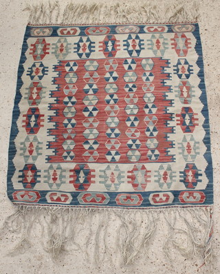 A blue and white Kelim rug 41" x 38 1/2" 