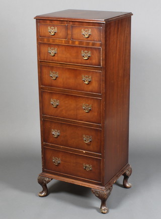 A Georgian style  mahogany chest of 2 short and 5 long drawers, raised on cabriole supports 47"h x 19"w x 16"d 