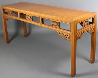 A Chinese carved hardwood altar table 33"h x 74"w x 22"d 