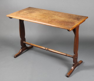 A Victorian rectangular mahogany stretcher table, raised on standard end supports with H framed stretcher 30"h x 42"w x 21"d 