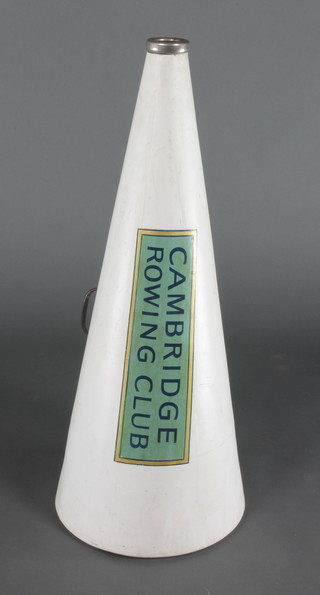 A Pep Supply fibreglass megaphone marked Cambridge rowing club 32" 