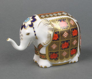 A Royal Crown Derby Japan pattern paperweight in the form of a standing elephant (2nd) 4"