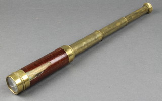 A 19th Century 3 draw mahogany and brass banded pocket telescope 