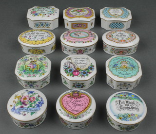 Twelve Franklin Mint floral trinket boxes