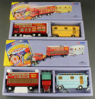 A Corgi Chipperfield Circus  97885 Scammell highwayman trailer and caravan, a 97888 Foden closed pole truck with caravan
