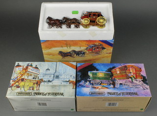 A Matchbox Special Edition YSH3 Wells Fargo stage coach 1875 boxed, ditto YS2 London trolley bus 1886 and Gypsy caravan YSH1 1900  