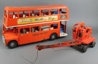 A Triang model of a Routemaster double decker bus 20" and  a model of a Jones double crane