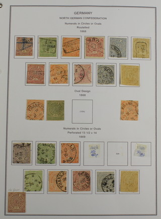 An album of German stamps 1868-1946 including German East Africa,  Lithuania, Russian Occupation of Germany 1948, Occupation of France, mint and used 