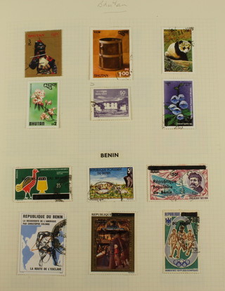 An album of World stamps Bhutan, Brazil, Burkina Faso, Burundi, Cambodia, Cameroon, Cape Verde Islands 
