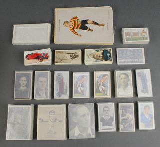 A collection of cigarette cards - Argath World Famous Footballers (October 1934), Argath Post 1920 photographic postcards numbered series 1936, John Player & Sons Motorcars, Gallaher Famous Footballers green back 1925, 89 of 100, Godfrey Philips Football Colours, Lambert & Butler Motorcars a series of 25 1922,  ditto Motorcars second series of 25 1923, ditto Motorcars a series of 25 1923, R & J Hill Caricatures of famous cricketers 1926 a set of 50, Jeffrey Phillips Speed Champions 1930 29 of a set of 30 and other cigarette cards 