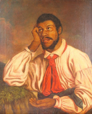 19th Century, oil on canvas, a portrait study of an African gentleman, signed E.S. 1845 25 1/2" x 20 1/2"