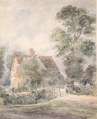 D Cox Jnr, watercolour, country cottage, signed 11" x 9"