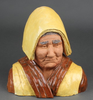 A Bob Fitzgerald glazed bust of a Dutch woman 10"