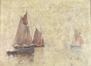 Edwardian oils on canvas, a pair, fishing vessels 9" x 12"