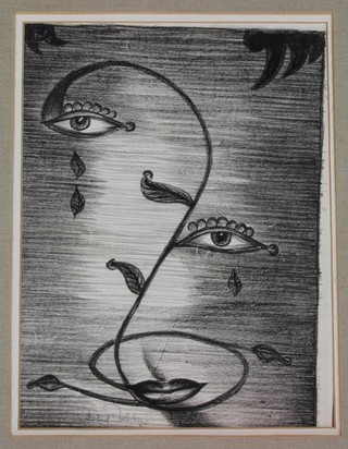 Edward Toledano, print, Leaves Into Eyes, 14 1/2" x 11"