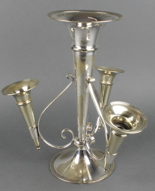 An Edwardian plated 4 section trumpet epergne 12" 