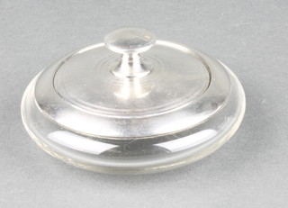 A silver mounted powder bowl, Birmingham 1930 with mirrored lid