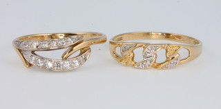 Two 18ct yellow gold diamond set rings, size O and P