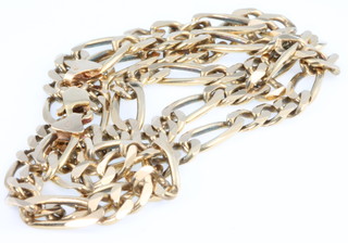A 9ct yellow gold flat link necklace, length 20" 16 grams