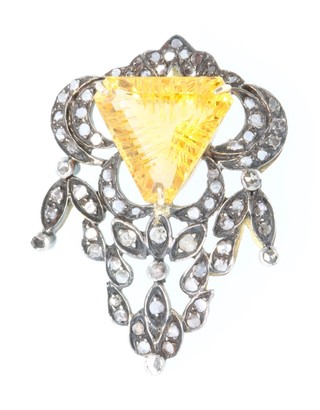 A fancy rose cut diamond and gem set pendant 