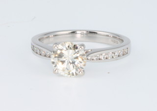 An 18ct white gold diamond ring approx. 1.19ct with a diamond set shank 