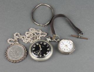 A silver necklace and minor silver jewellery and watches 
