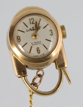 A lady's novelty 9ct gold padlock watch, the dial inscribed Le Cheminant