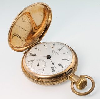 A gentlemans gold plated hunter mechanical pocket watch, inscribed N Y Standard Watch Co USA