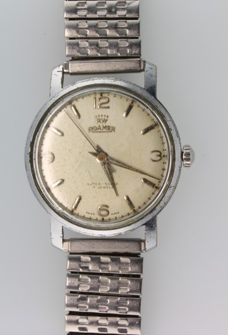 A gentlemans steel cased Roamer wrist watch on an expanding  bracelet