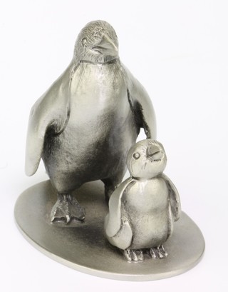 A pewter group of 2 penguins 2 1/2" 