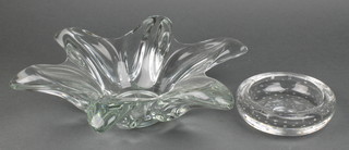 A French free form art glass bowl 13" and  a studio bowl 4"