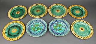 6 19th Century Wedgwood Majolica plates with pierced rims 9" and two others