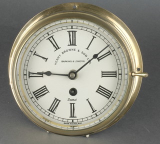 Henry Browne & Sons, a ward room style clock with 6" dial and Roman numerals