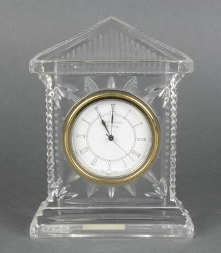 A Waterford crystal portico shaped mantel clock with quartz movement 6 1/2" 
