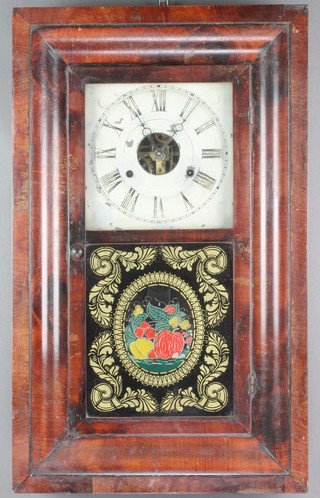 Seth Thomas, an American 30 hour striking wall clock with square painted dial and Roman numerals, contained in a mahogany case 