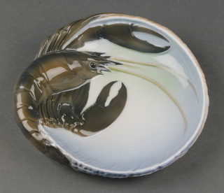 A Royal Copenhagen porcelain dish decorated a lobster EM3498 6 1/2" 