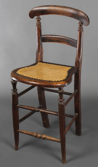 A Victorian mahogany bar back childs chair with woven rush seat (loose frame) 