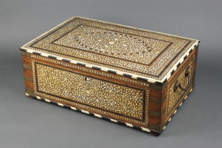 An Anglo-Indian hardwood and inlaid ivory writing box with hinged lid 
