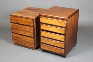 H K Furniture, a  1970's rosewood pedestal chest of 3 long drawers 22"h x 19"w x 23"d together with a similar filing cabinet fitted 2 short drawers and filing cabinet 26"h x 18"w x 19"d  