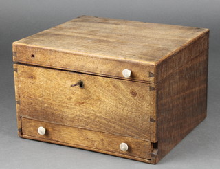 A Georgian mahogany work box with drawer base 10"