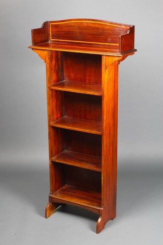 An Edwardian Art Nouveau inlaid bookcase fitted 5 shelves 48"h x 24"w x 7 1/2" 