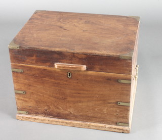 A 19th Century camphor and brass banded plate box with brass swan neck drop handles 15"h x 20"w x 15"d 