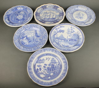 11 Spode blue and white commemorative wall plates