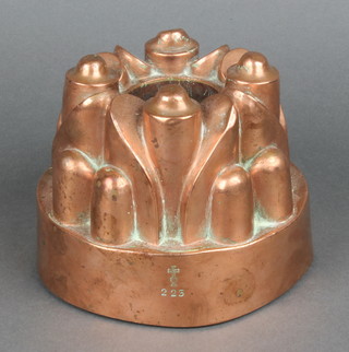 Benham, a 19th Century copper jelly mould, marked 223, 4 1/2"
