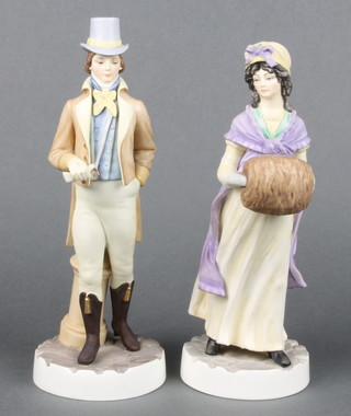 Two Royal Worcester figures, The Hadley Collection - Regency Gentleman and Regency Lady 9" 