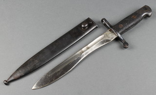 A Swedish bayonet with 10" blade and metal scabbard 