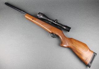 A BSA 22 Cal air rifle, the barrel marked S-721709-11 and with a Nikko Stirling 4x40 AO Mountmaster telescopic sight